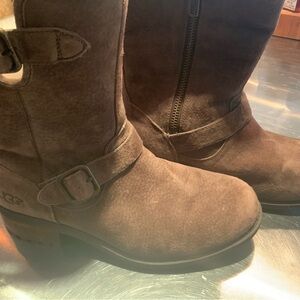 UGG Chocolate Suede Boots with Strap